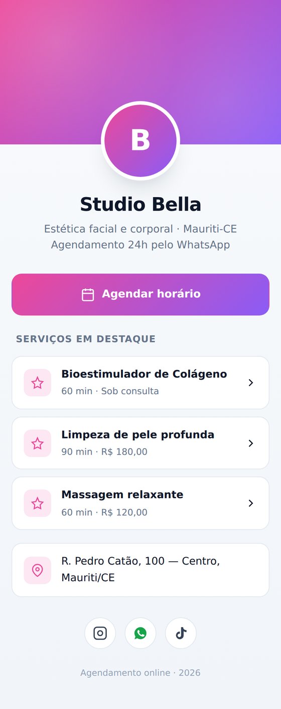 Link na bio do salão
